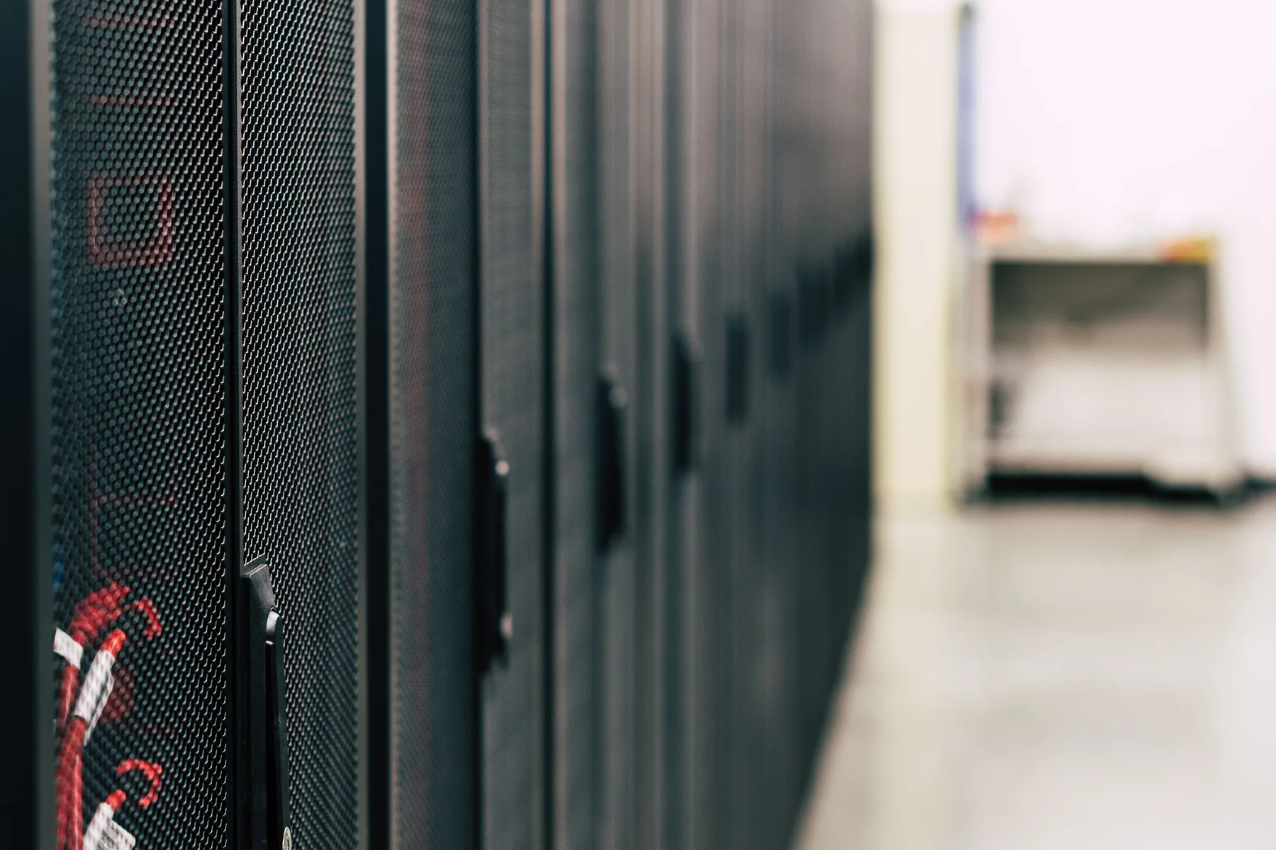 Modern enterprise server racks in a professional data center.